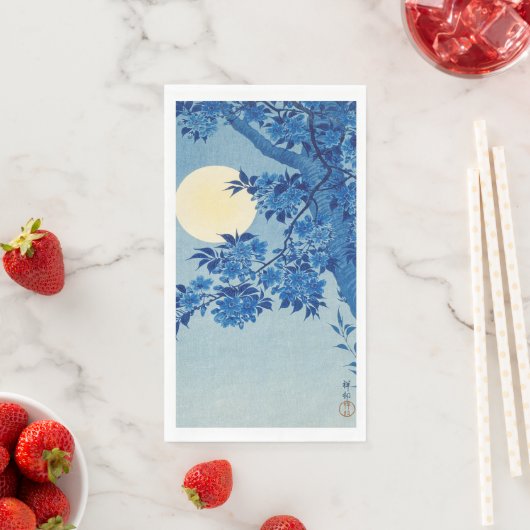 Serviette En Papier Soirée Lune Arbre Bleu Lune (En situation)