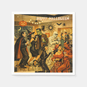 Serviette En Papier Soirée Martini Halloween Rétro Milieu de Siècle 50