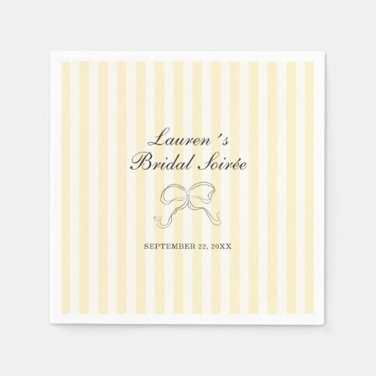 Serviette En Papier Soirée nuptiale Soft Yellow Stripes (Devant)
