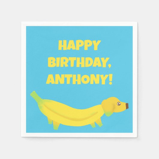 Serviette En Papier Soirée Personnalisée des chiens de banane mignons (Devant)