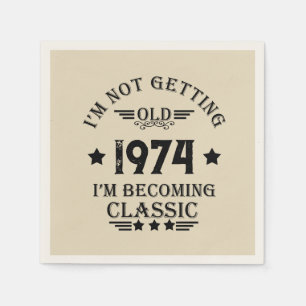 Serviette En Papier Soirée personnalisée vintage 50e anniversaire