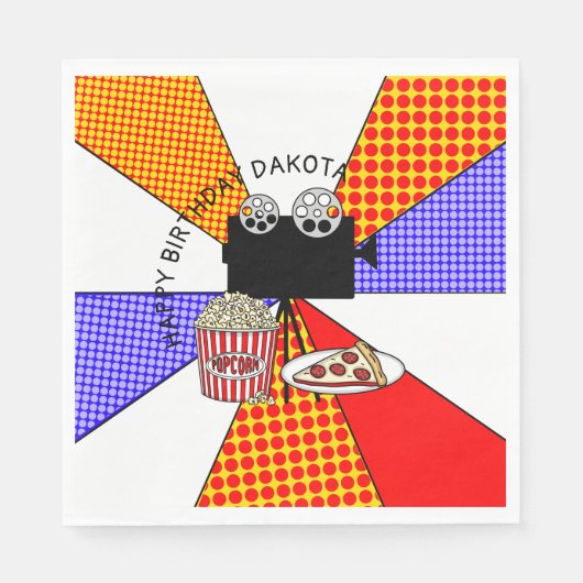 Serviette En Papier Soirée Retro Movie Anniversaire (Devant)