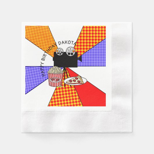 Serviette En Papier Soirée Retro Movie Anniversaire (Devant)