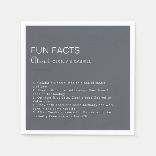 Serviette En Papier Soirée simple Boho Trivia Fun Facts Mariage (Devant)