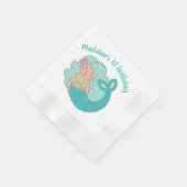 Serviette En Papier Soirée Turquoise de sirène personnalisée 1ère fête (Coin)