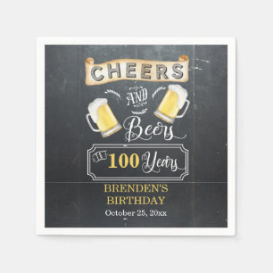 Serviette En Papier Soirées et bières à 100 ans fête d'anniversair
