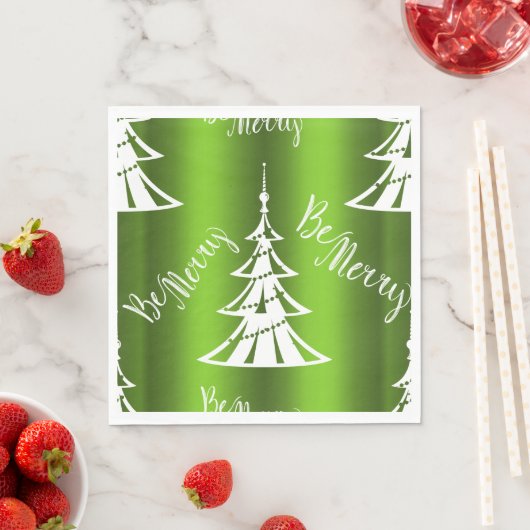 Serviette En Papier Sois Joyeux Noël Vert (En situation)
