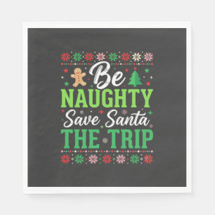 Serviette En Papier Sois vilain sauve le Père Noël drôle de Noël SVG