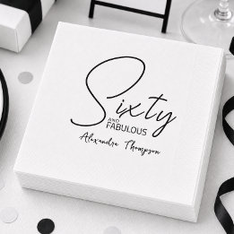 Serviette En Papier Soixante ans et Fabuleux Nom Date Fête d'anniversa
