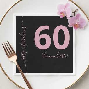 Serviette En Papier Soixante ans et Fabuleux Texte Rose Fête d'anniver