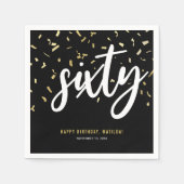 Serviette En Papier Soixante Black Gold 60e fête d'anniversaire (Devant)