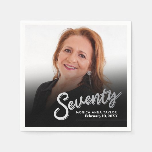 Serviette En Papier Soixante-dix-70e anniversaire script photo personn (Devant)