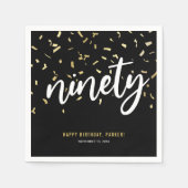 Serviette En Papier Soixante-dix Black Gold 90e fête d'anniversaire (Devant)