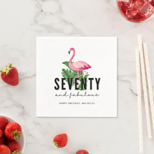 Serviette En Papier Soixante-dix et fabuleux Flamant rose 70e fête d'a