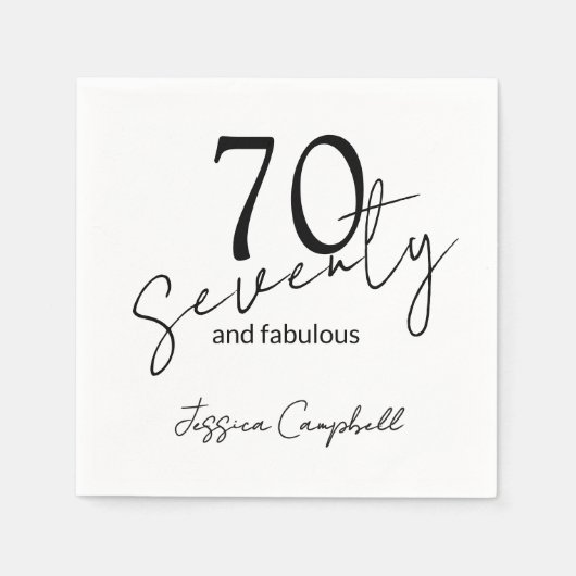 Serviette En Papier Soixante-dix et Fabuleux Script Noir 70e Anniversa (Devant)