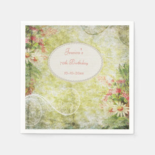 Serviette En Papier Soixante-dixième anniversaire et fleurs sauvages
