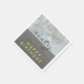 Serviette En Papier Soixante élégante Gris Script 60e fête d'anniversa (Coin)