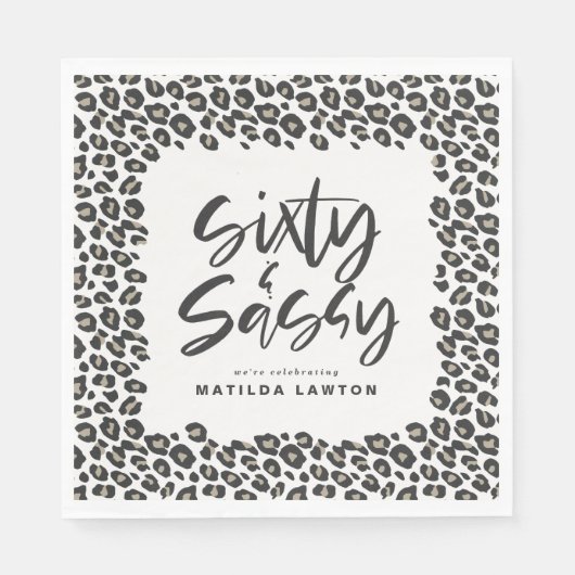 Serviette En Papier Soixante empreintes de léopard et fête sassy (Devant)