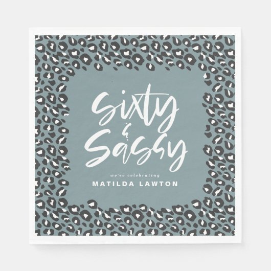 Serviette En Papier Soixante empreintes de léopard et fête sassy (Devant)