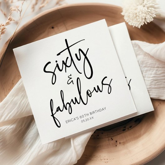 Serviette En Papier Soixante et fabuleux Minimal 60e fête d'anniversai