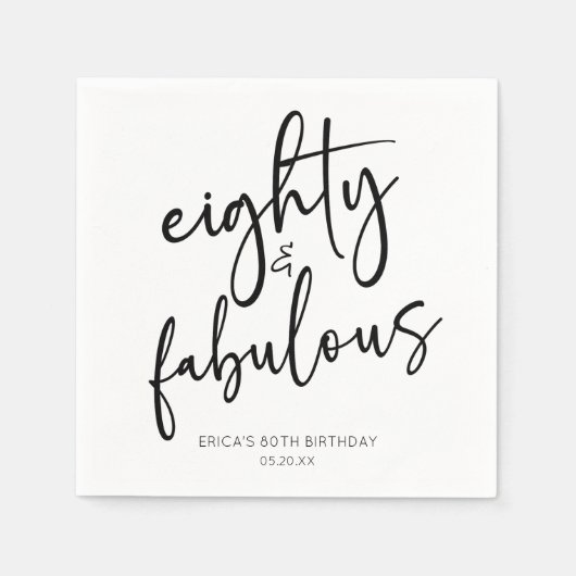 Serviette En Papier Soixante et fabuleux minimal 80e fête d'anniversai (Devant)