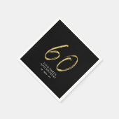 Serviette En Papier Soixante | Gold & Black Lettering 60e anniversaire (Coin)