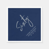 Serviette En Papier Soixante moderne 60e fête d'anniversaire Silver &  (Devant)