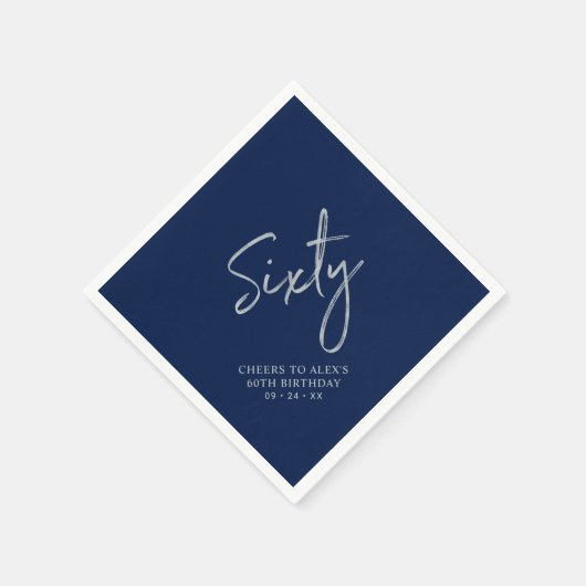 Serviette En Papier Soixante moderne 60e fête d'anniversaire Silver &  (Coin)