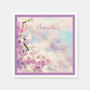 Serviette En Papier Soixante-quinzième anniversaire de belle fleur