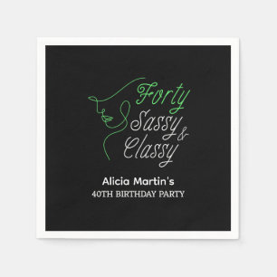 Serviette En Papier Soixante Sassy & Classy Black 40e fête d'anniversa