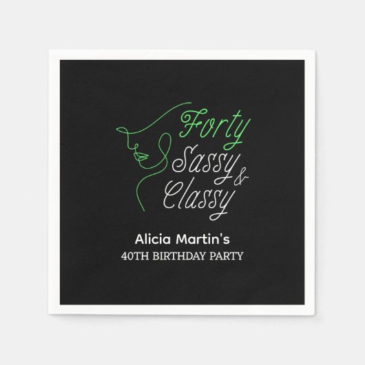 Serviette En Papier Soixante Sassy & Classy Black 40e fête d'anniversa (Devant)