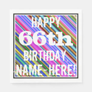 Serviette En Papier Soixante-sixième anniversaire vibrant et coloré