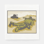 Serviette En Papier Soldat Rétro Et Char (Devant)