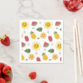 Serviette En Papier soleil, ananas, pastèques, oranges (En situation)