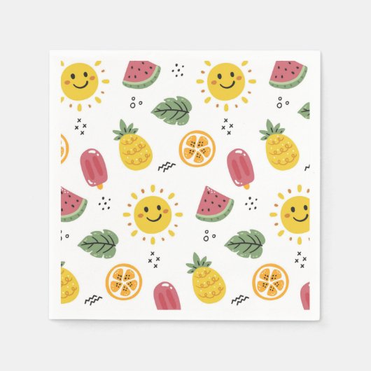 Serviette En Papier soleil, ananas, pastèques, oranges (Devant)