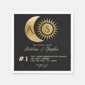 Serviette En Papier Soleil céleste Monogramme Crest Gold Fun Facts (Devant)