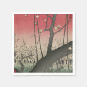 Serviette En Papier soleil couchant japonais pruniers arbres (Devant)