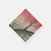 Serviette En Papier soleil couchant japonais pruniers arbres (Coin)
