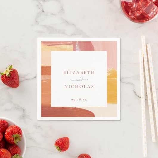 Serviette En Papier Soleil de Terracotta | Serviettes Mariage Monogram (En situation)