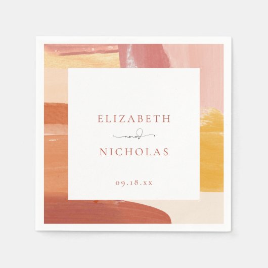 Serviette En Papier Soleil de Terracotta | Serviettes Mariage Monogram (Devant)