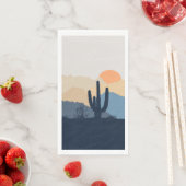 Serviette En Papier Soleil désert bleu et beige (En situation)