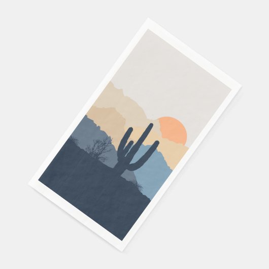 Serviette En Papier Soleil désert bleu et beige (Coin)