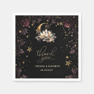 Serviette En Papier Soleil d'or céleste, Lune, Étoiles Ciel de nuit Ro