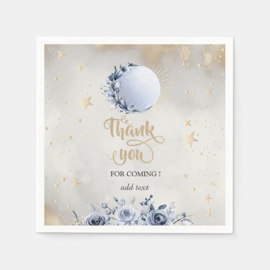 Serviette En Papier Soleil d'or céleste, Lune Rose étoiles Ciel noctur (Devant)