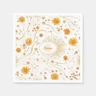 Serviette En Papier Soleil doré et rayons - avec étoile Abstraite