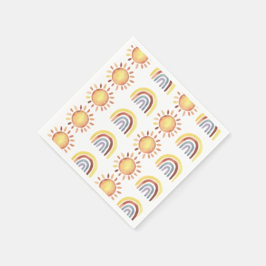Serviette En Papier Soleil et arc-en-ciel motifs (Coin)