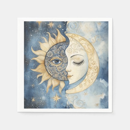 Serviette En Papier Soleil et Lune (Devant)