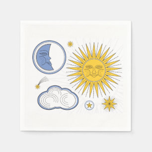 Serviette En Papier Soleil et lune Vintages