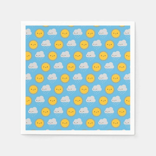 Serviette En Papier Soleil et pluie Kawaii (Devant)