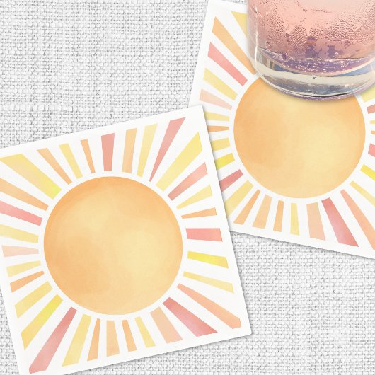 Serviette En Papier Soleil Jaune Orange Soleil